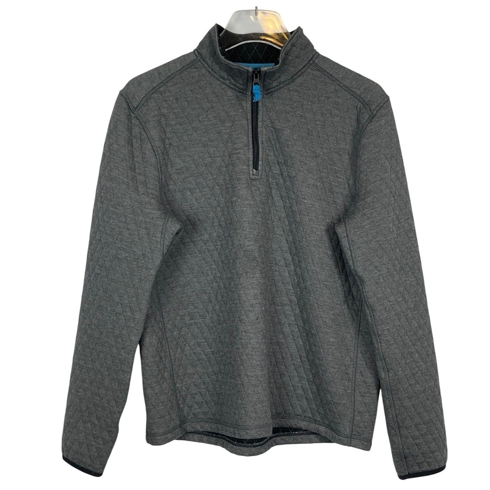 J.Crew Pullover Mens Medium Gray Good Quilted Authentic Fleece 1/4 Zip Mock Neck